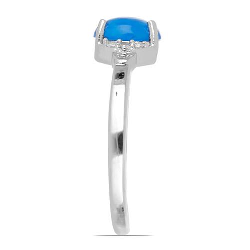 BUY STERLING SILVER NATURAL BLUE ETHIOPIAN OPAL GEMSTONE CLASSIC RING